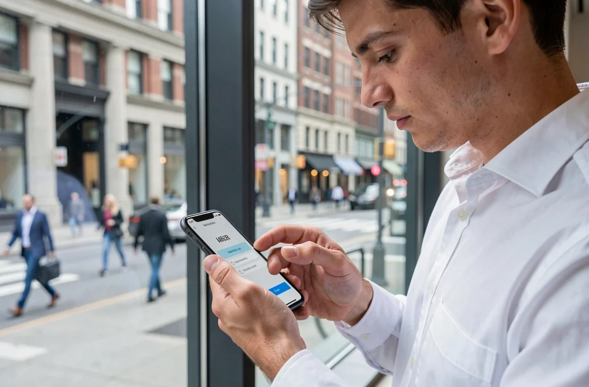 Jeune professionnel effectuant une double authentification sur smartphone pour accéder à un espace membre sécurisé